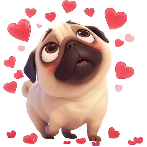 Стикер Милый Мопс