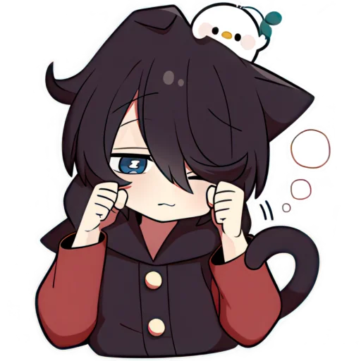 Стикер Чёрный котёнок