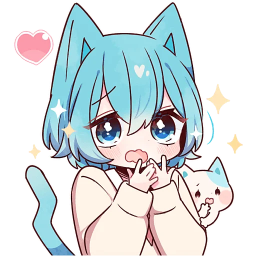 Стикер Голубой котик 2