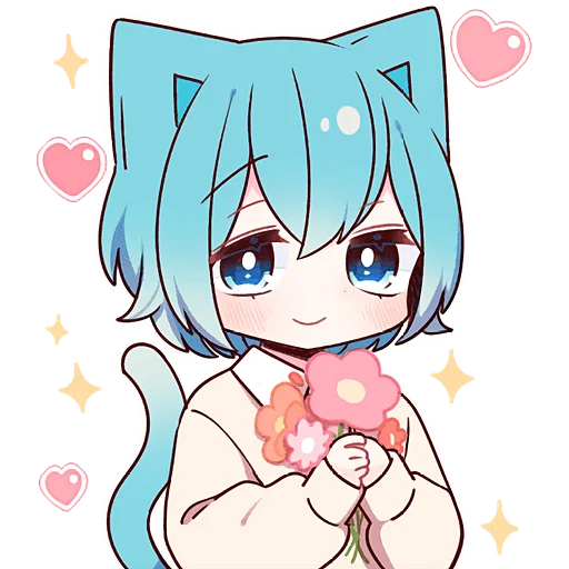 Стикер Голубой котик 2