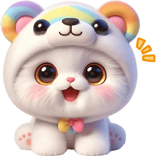 Стикер Радужный мяу мишка