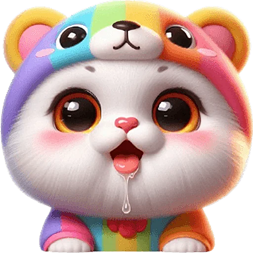 Стикер Радужный мяу мишка