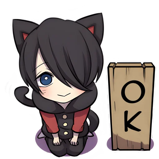 Стикер Черный котенок 2