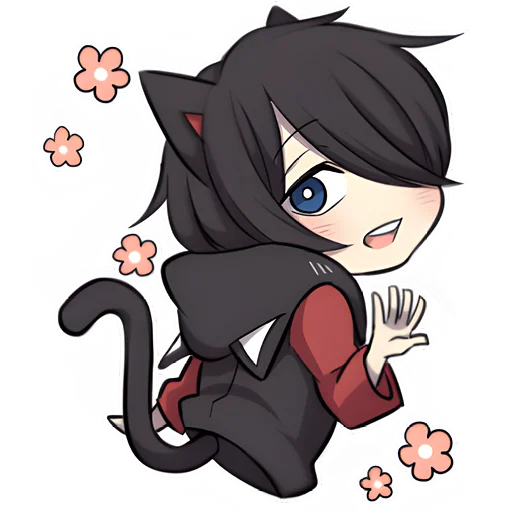 Стикер Черный котенок 2