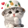 Эмодзи Котик в шляпе ананасе