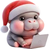 Эмодзи Новогодний бегемотик