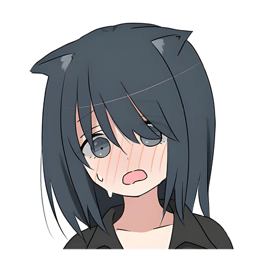 Стикер Кошка-тян в рубашке