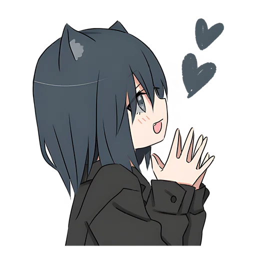 Стикер Кошка-тян в рубашке