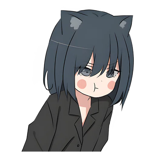 Стикер Кошка-тян в рубашке