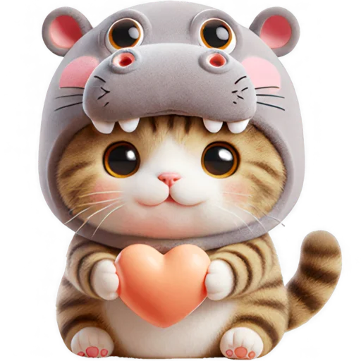 Стикер Котик бегемотик