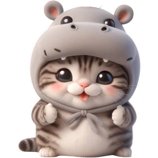Стикер Котик бегемотик
