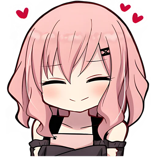 Стикер Розоволосая тян