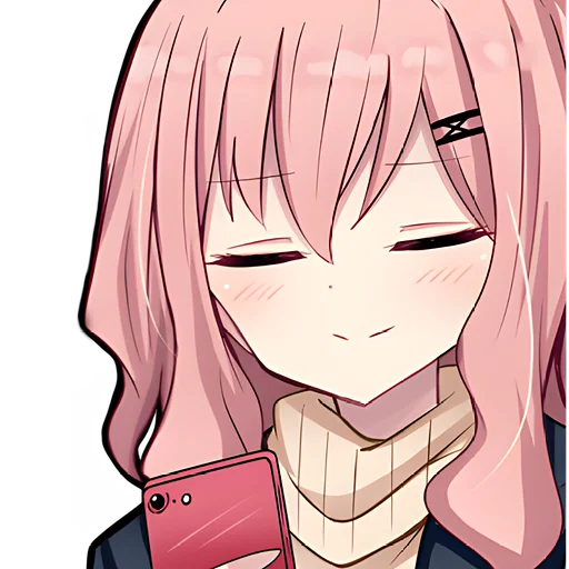 Стикер Розоволосая тян