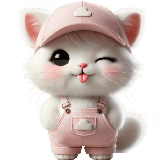Стикер Розовый котенок