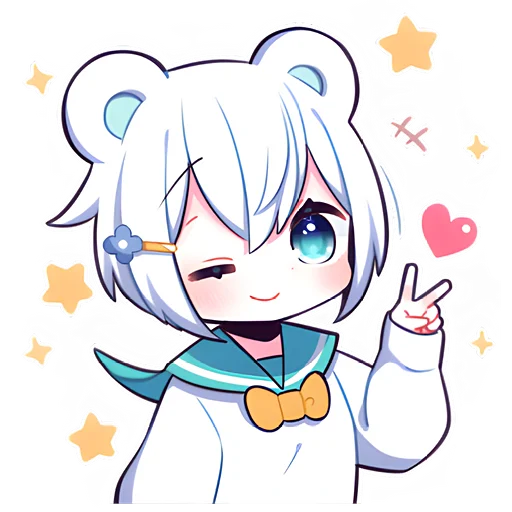 Стикер Полярная мишка-тян