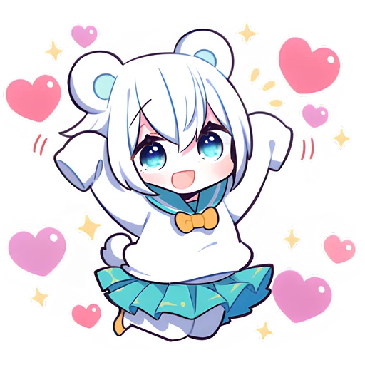 Стикер Полярная мишка-тян