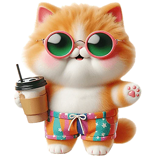 Стикер Летний котик