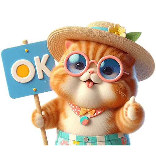 Стикер Летний котик