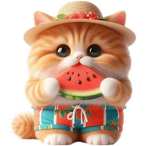 Стикер Летний котик
