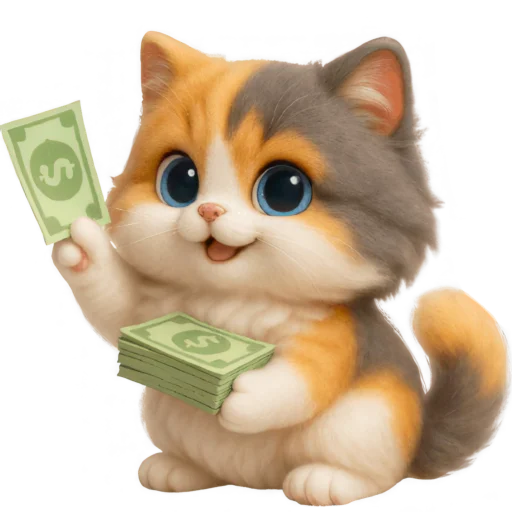 Стикер Трехцветный котик