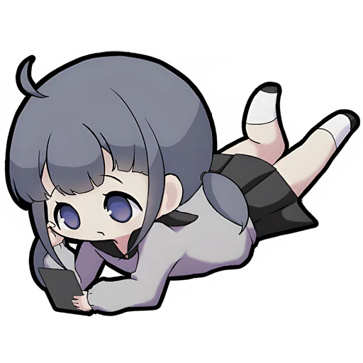 Стикер Тян с косичками