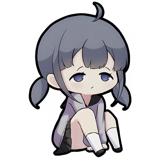 Стикер Тян с косичками