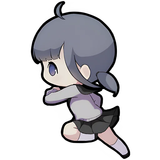 Стикер Тян с косичками