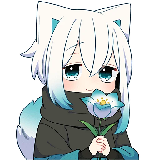 Стикер Белый котенок