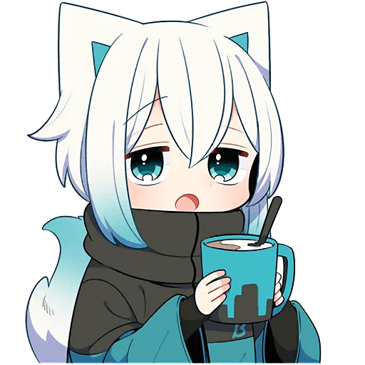 Стикер Белый котенок