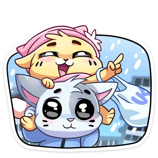 Стикер Зимние Бисквит и Ванилька без надписей