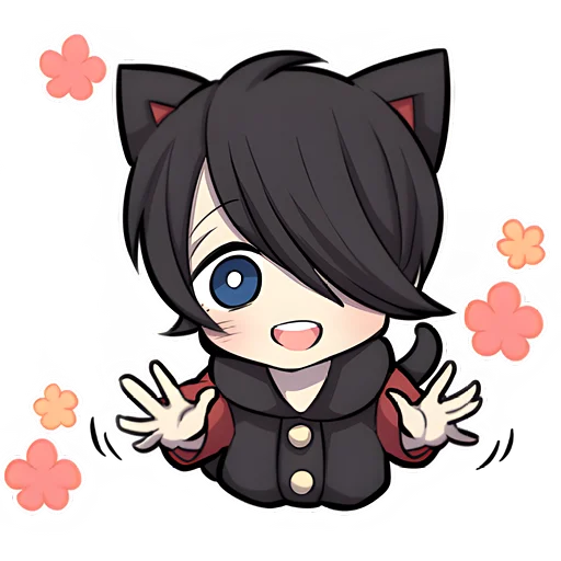 Стикер Чёрный котёнок 3