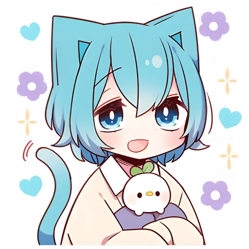 Стикер Голубой котик-кун