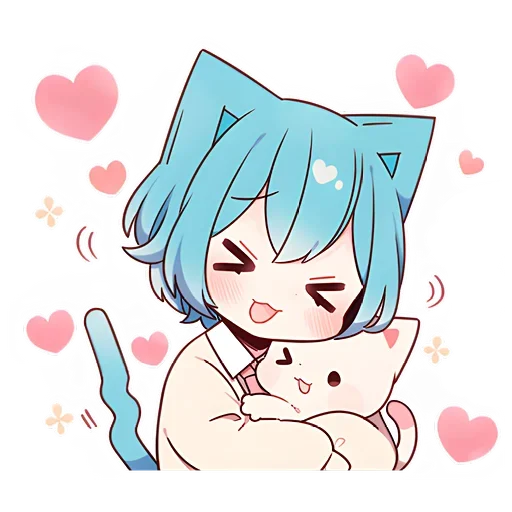 Стикер Голубой котик-кун