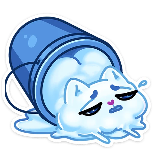 Стикер Котялок в ведёрке