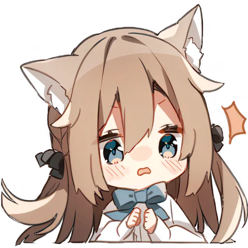 Стикер Пушистая кошкодевочка