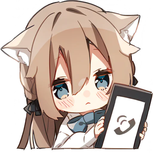 Стикер Пушистая кошкодевочка