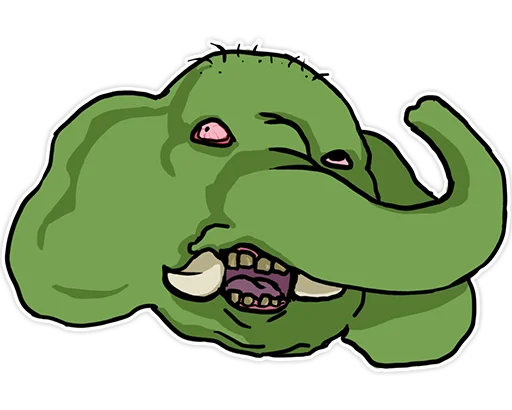 Стикер Человек зеленый слоник