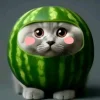 Эмодзи кот в арбузе
