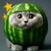 Эмодзи кот в арбузе
