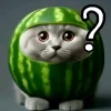 Эмодзи кот в арбузе