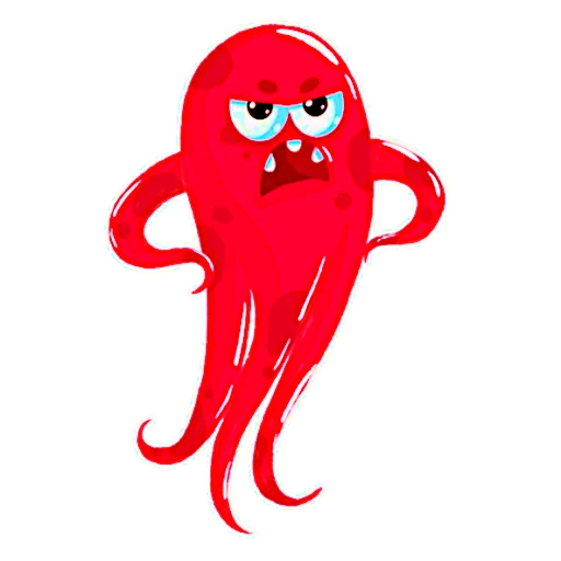 Стикер Красный Осьминожка