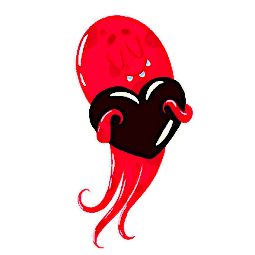 Стикер Красный Осьминожка