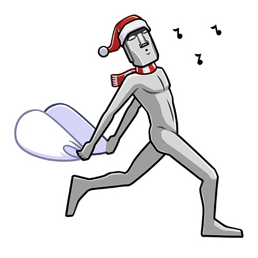 Стикер Новогодний Моаи Сноун