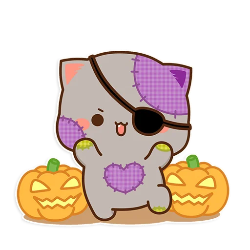 Стикер mochi peach cats - Halloween