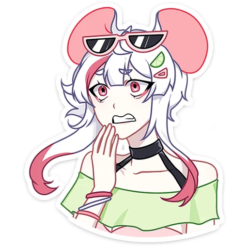 Стикер Мауси и Рен на каникулах без надписей