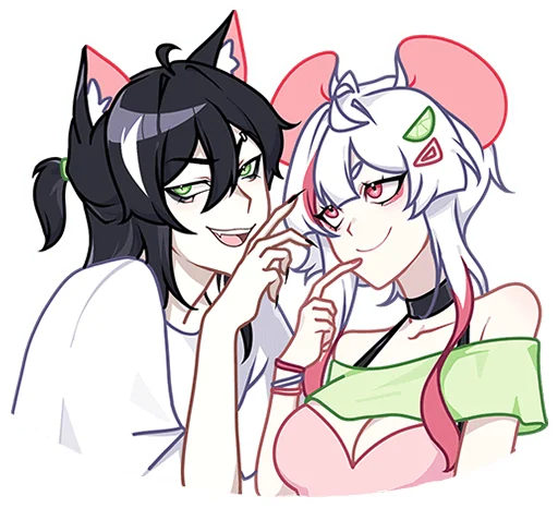 Стикер Мауси и Рен на каникулах без надписей