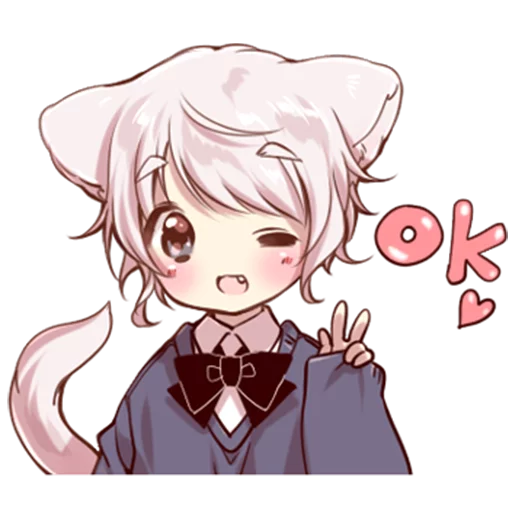 Стикер Cute cat ear boy