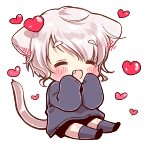 Стикер Cute cat ear boy