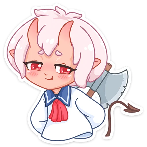 Стикер Школьница Они-тян