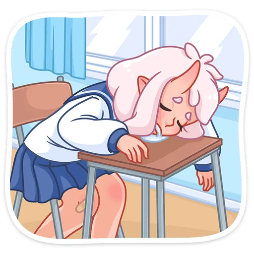 Стикер Школьница Они-тян